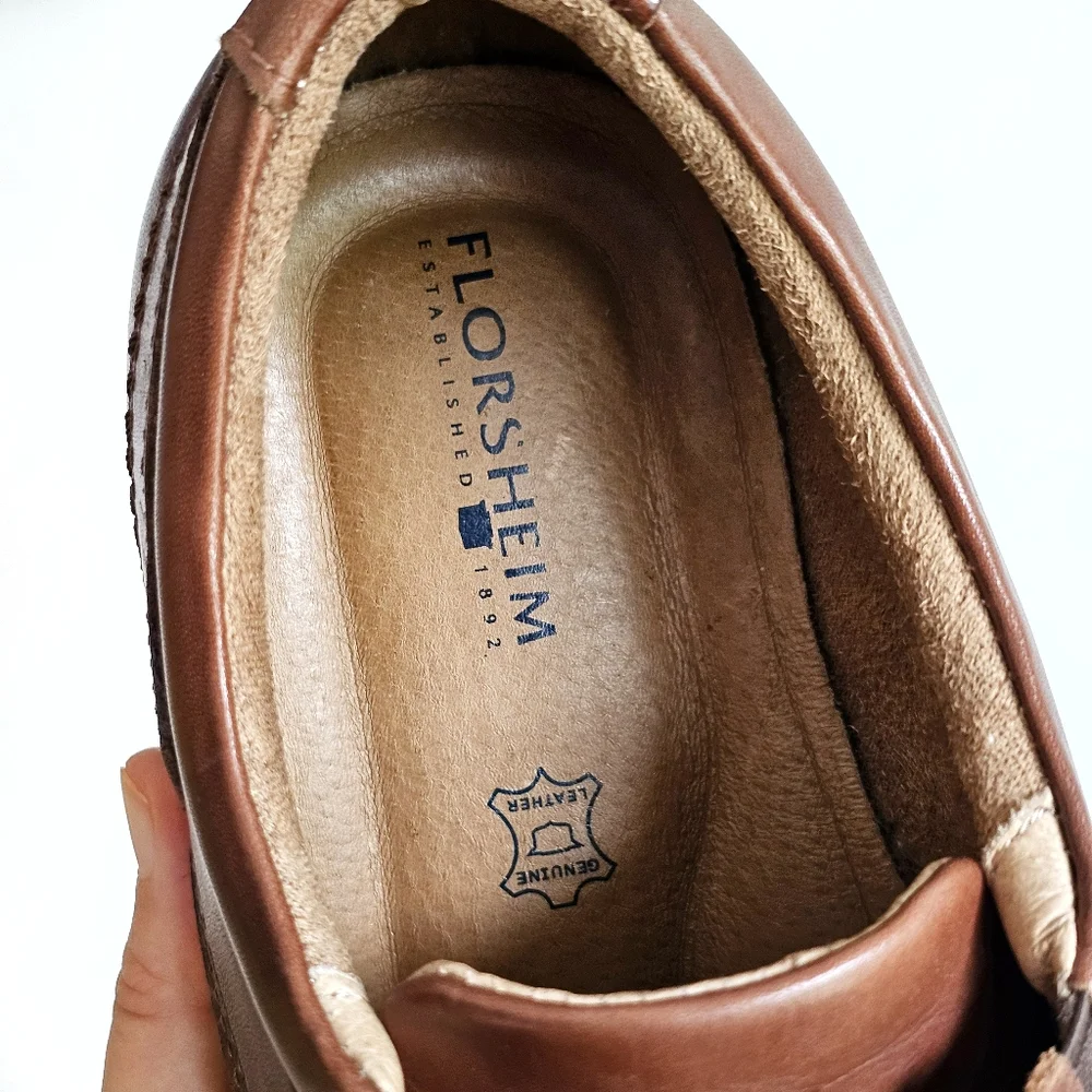Florsheim Cognac Genuine Leather Captoe Oxford Brown Dress Men's Shoes Sise 13 D